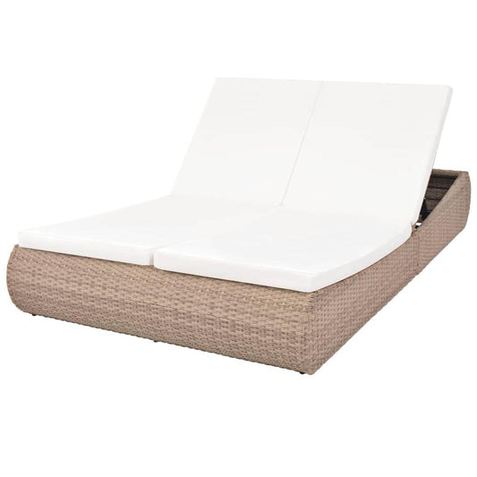 vidaXL Outdoor Lounge Bed Poly Rattan Beige, 42887