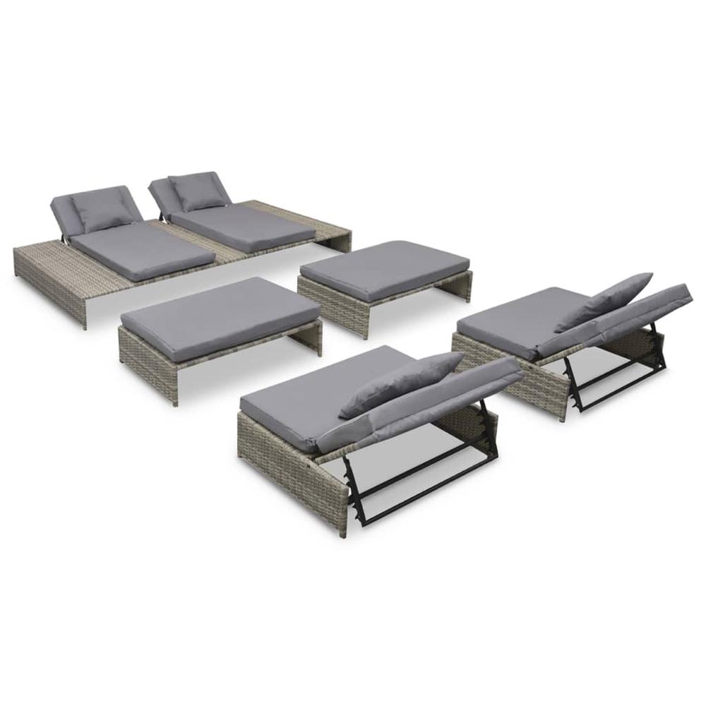 vidaXL Outdoor Lounge Set 15 Pieces Poly Rattan Gray, 42889