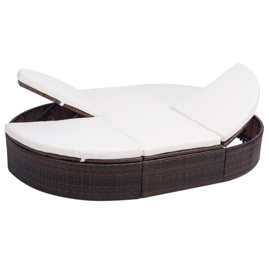 vidaXL Outdoor Lounge Bed with Cushion Poly Rattan Brown, 42939