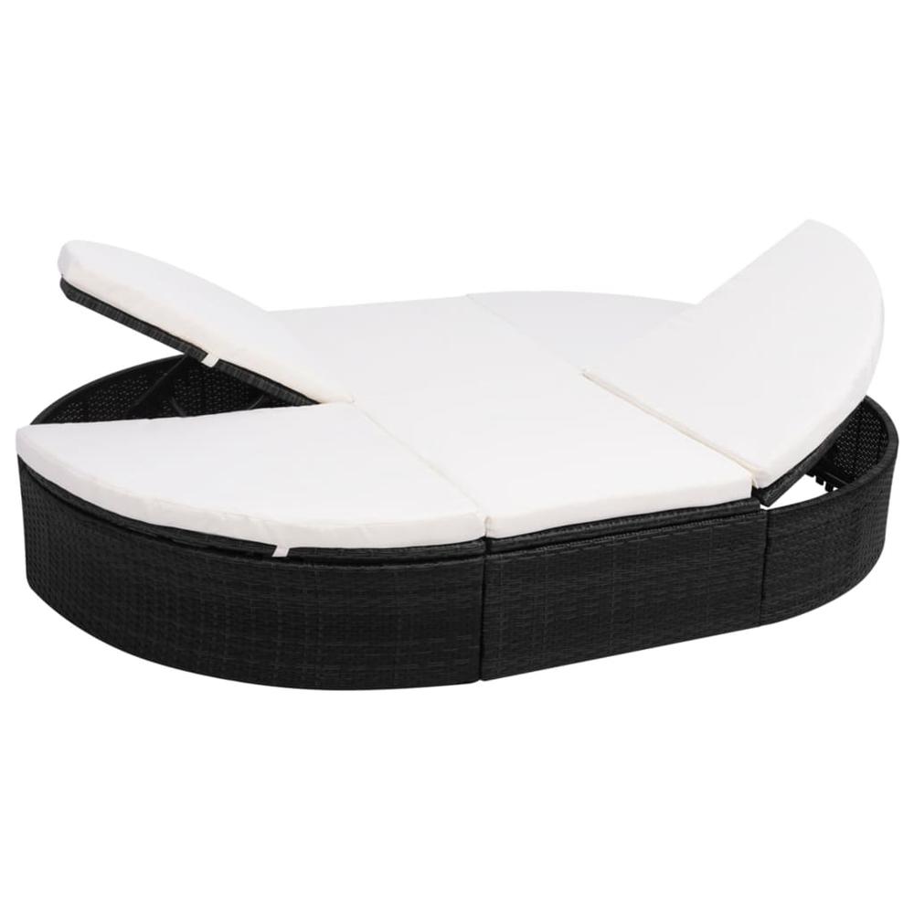 vidaXL Outdoor Lounge Bed with Cushion Poly Rattan Black, 42940