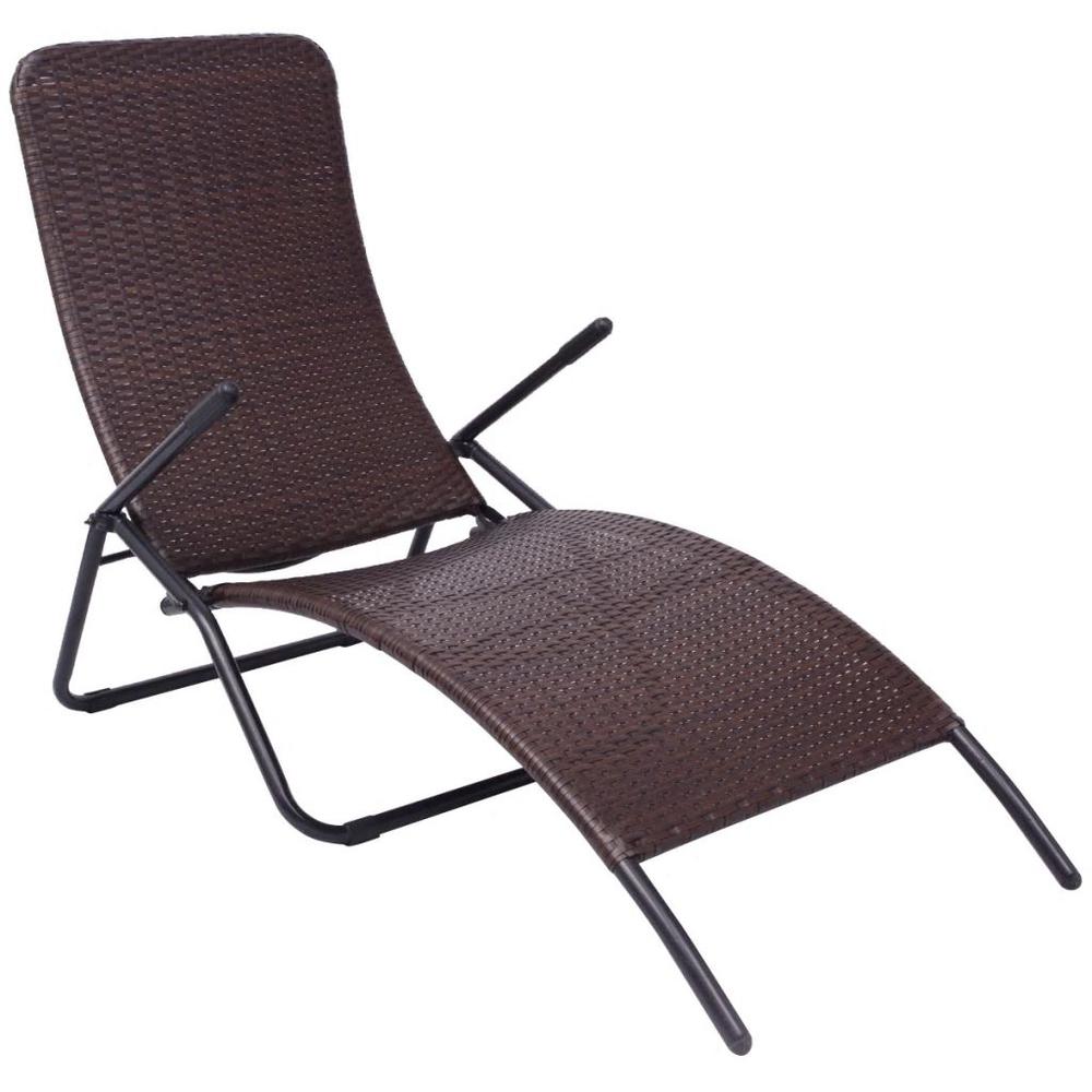 vidaXL Folding Sun Lounger Poly Rattan Brown, 42945