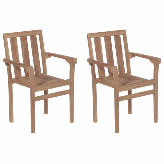 vidaXL Stackable Garden Chairs 2 pcs Solid Teak Wood, 43041