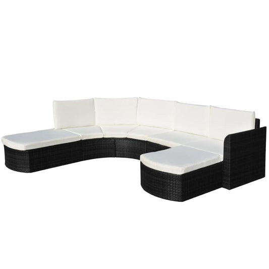 vidaXL 4 Piece Garden Lounge Set with Cushions Poly Rattan Black, 43299