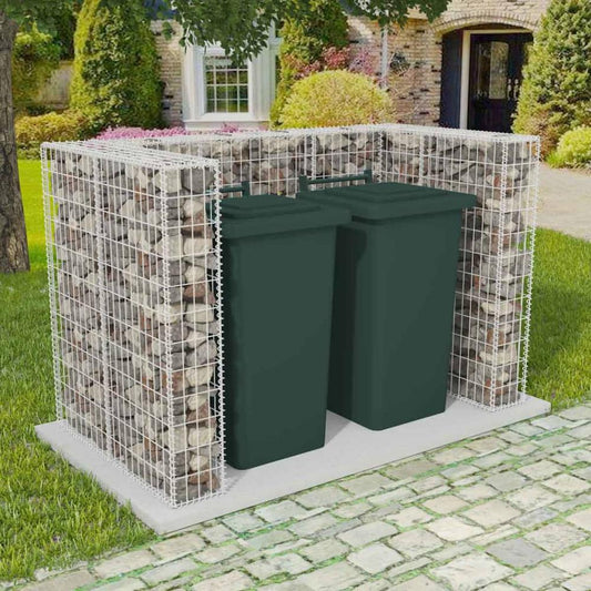 vidaXL Gabion Double Wheelie Bin Surround Steel 70.9"x39.4"x47.2", 142559