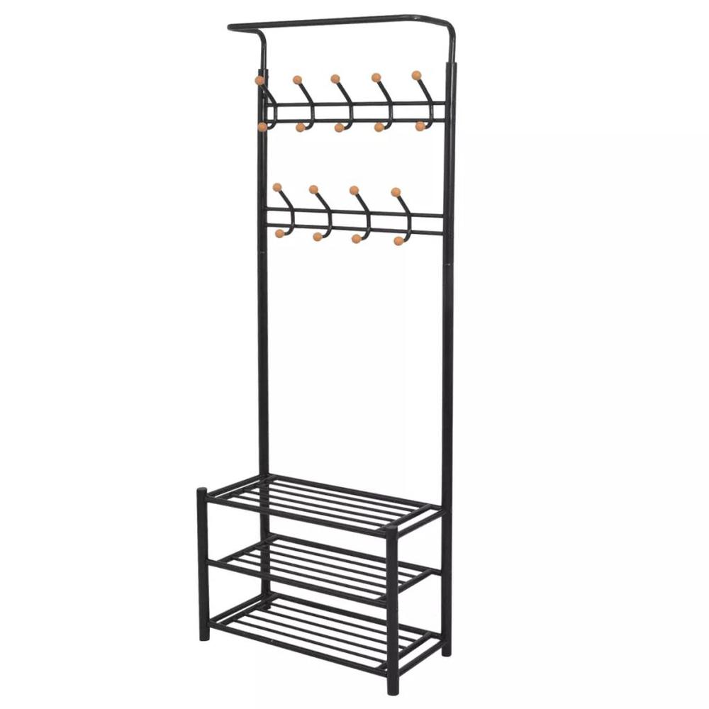 vidaXL Clothes Rack with Shoe Storage 26.8"x12.6"x71.9" Black, 243726