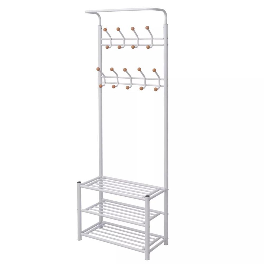 vidaXL Clothes Rack with Shoe Storage 26.8"x12.6"x71.9" White, 243727