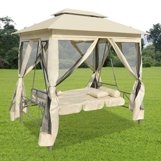 vidaXL Gazebo Convertible Swing Bench Cream White, 43239