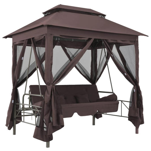 vidaXL Gazebo Convertible Swing Bench Coffee, 43240