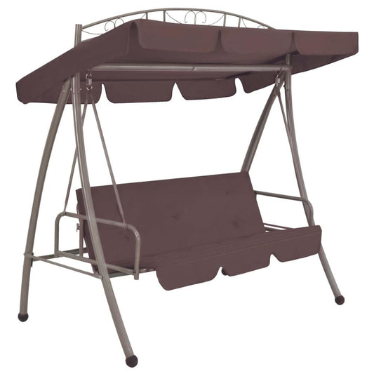 vidaXL Outdoor Convertible Swing Bench with Canopy Coffee, 43242