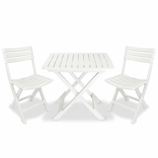 vidaXL 3 Piece Folding Bistro Set Plastic White, 43581