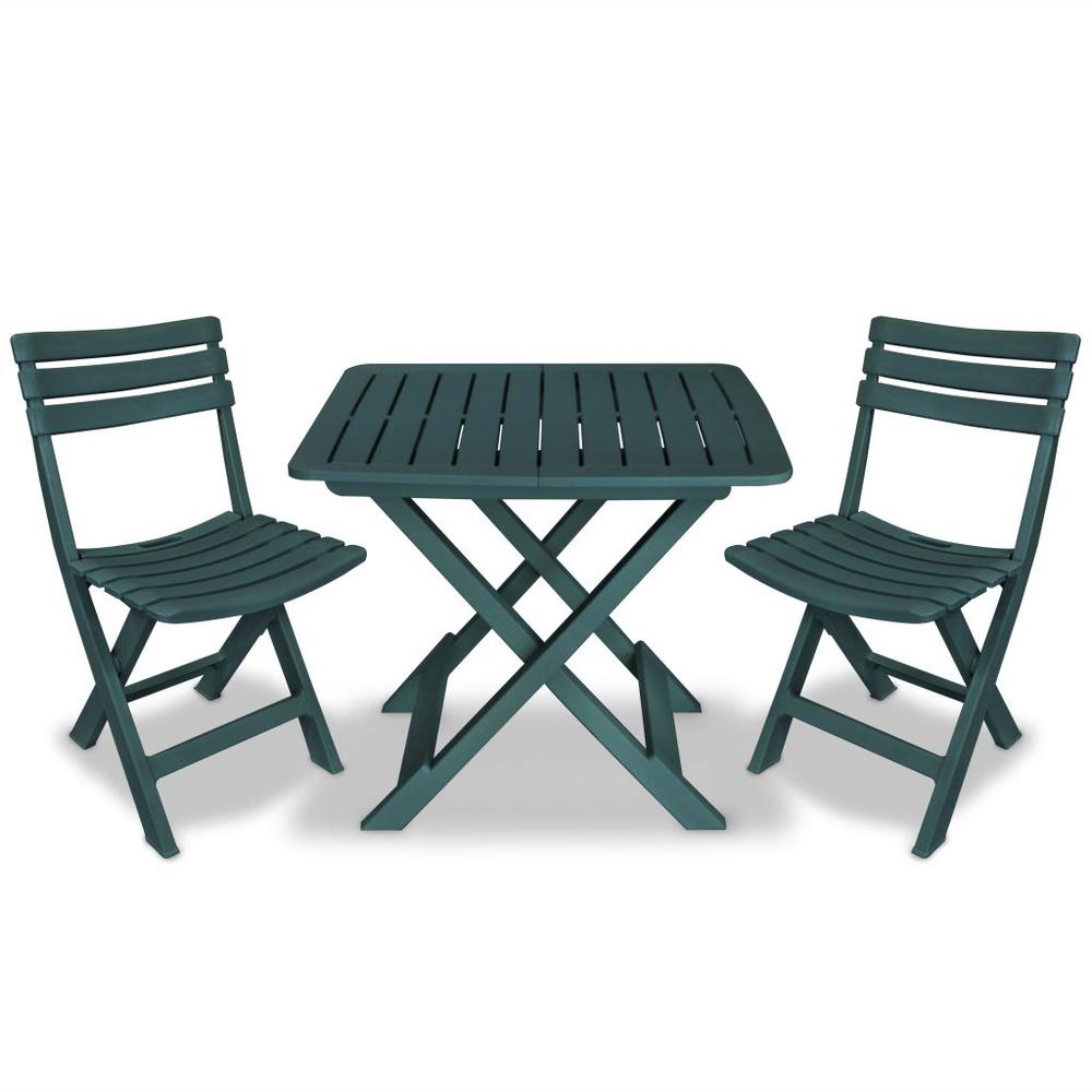 vidaXL 3 Piece Folding Bistro Set Plastic Green, 43582