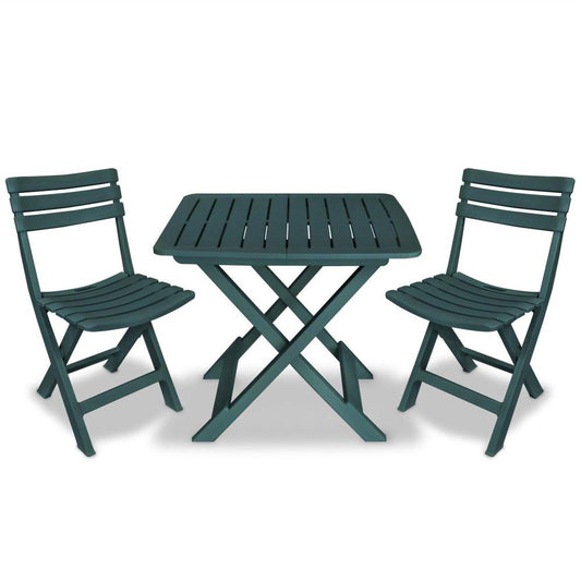 vidaXL 3 Piece Folding Bistro Set Plastic Green, 43582