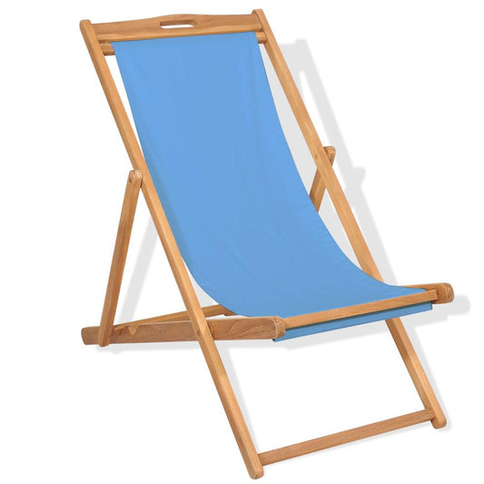 vidaXL Deck Chair Teak 22.1"x41.3"x37.8" Blue, 43803