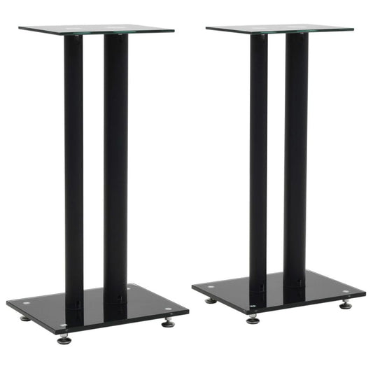 vidaXL Speaker Stands 2 pcs Tempered Glass 2 Pillars Design Black, 50673