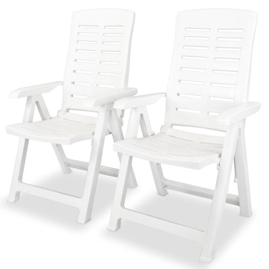 vidaXL Reclining Garden Chairs 2 pcs Plastic White, 43895