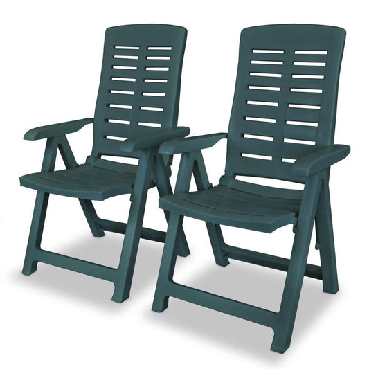 vidaXL Reclining Garden Chairs 2 pcs Plastic Green, 43896