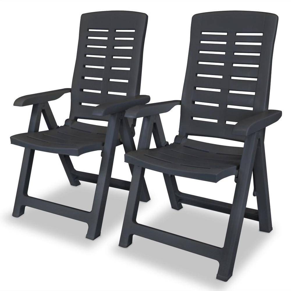 vidaXL Reclining Garden Chairs 2 pcs Plastic Anthracite, 43897