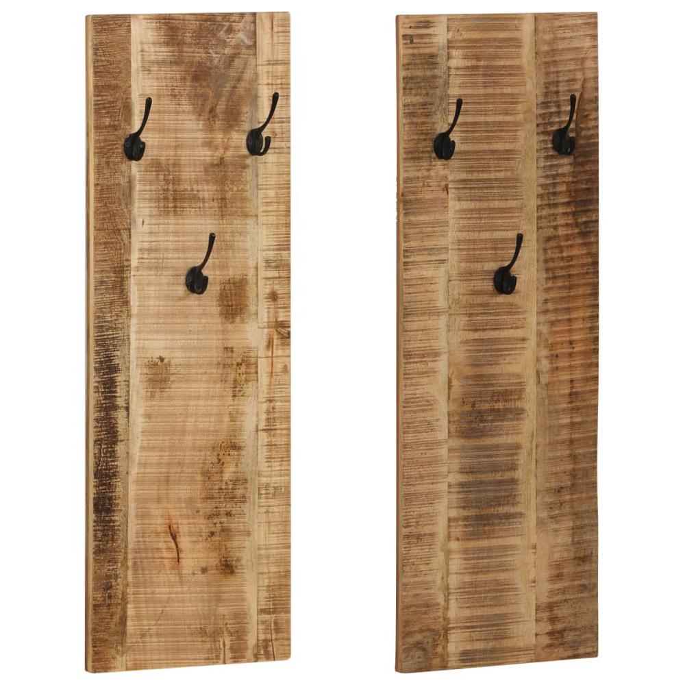 vidaXL Wall-mounted Coat Racks 2 pcs Solid Mango Wood 14.2"x43.3"x1.2", 246025