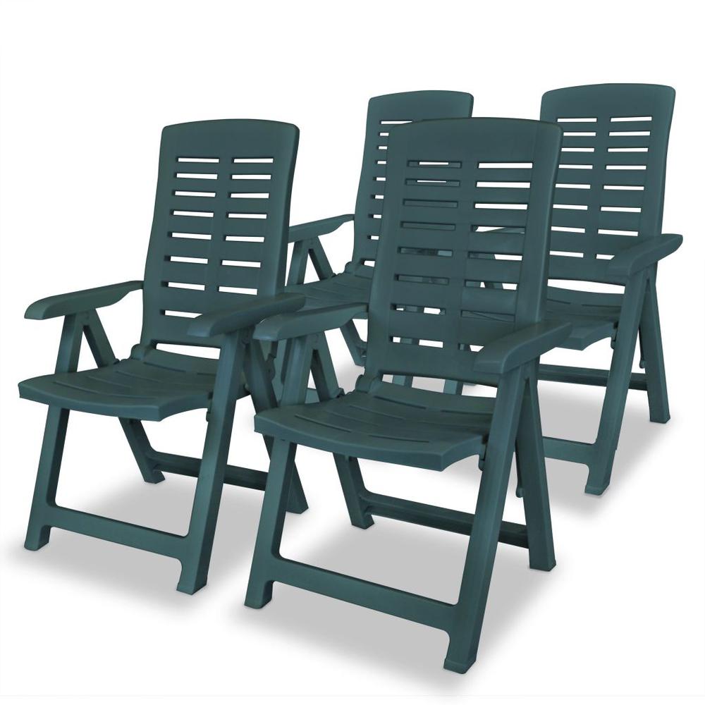 vidaXL Reclining Garden Chairs 4 pcs Plastic Green, 275069