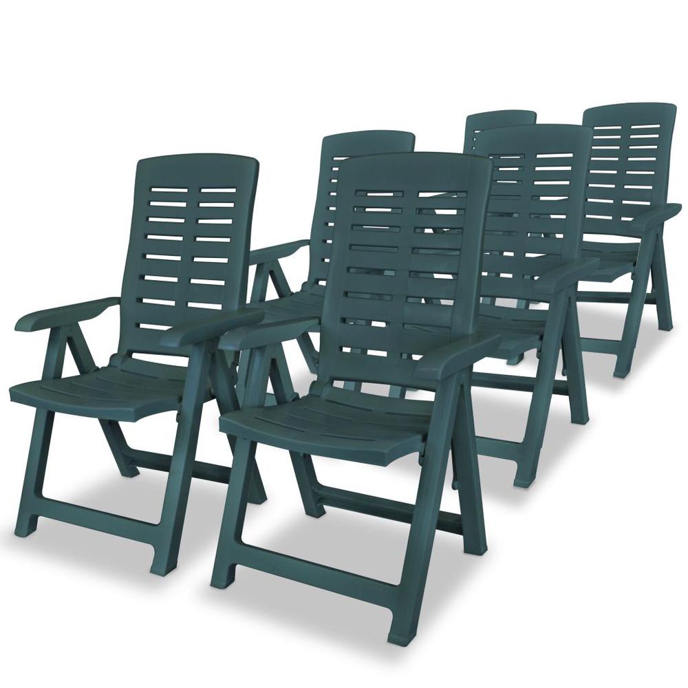 vidaXL Reclining Garden Chairs 6 pcs Plastic Green, 275070