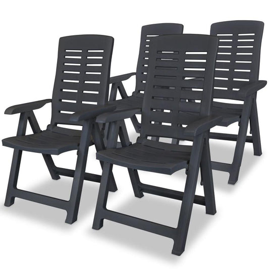 vidaXL Reclining Garden Chairs 4 pcs Plastic Anthracite, 275071