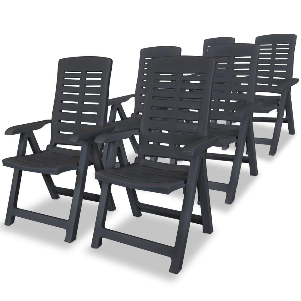 vidaXL Reclining Garden Chairs 6 pcs Plastic Anthracite, 275072