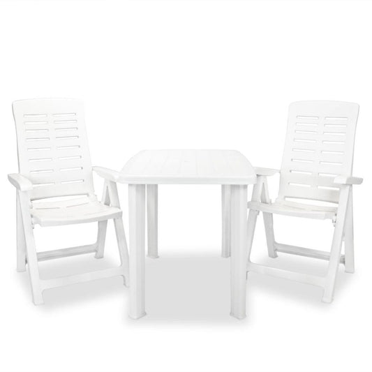 vidaXL 3 Piece Bistro Set Plastic White, 275073