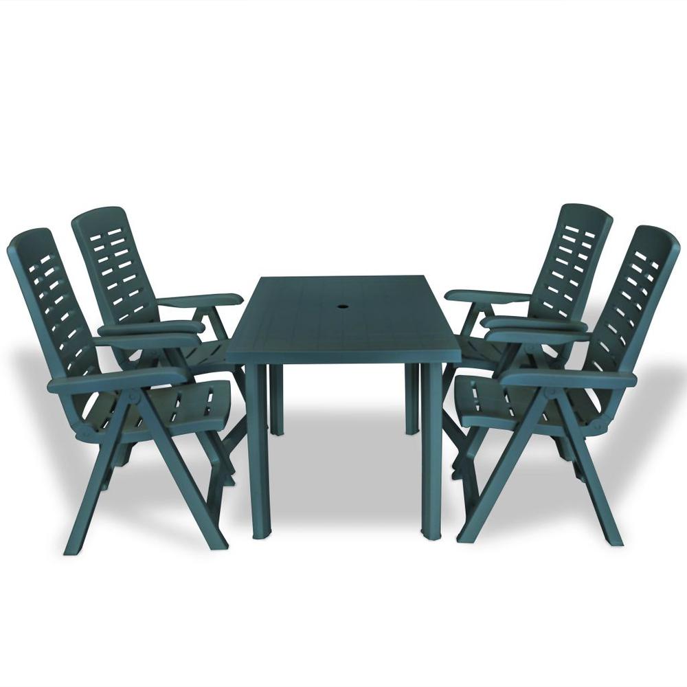 vidaXL 5 Piece Outdoor Dining Set Plastic Green, 275079