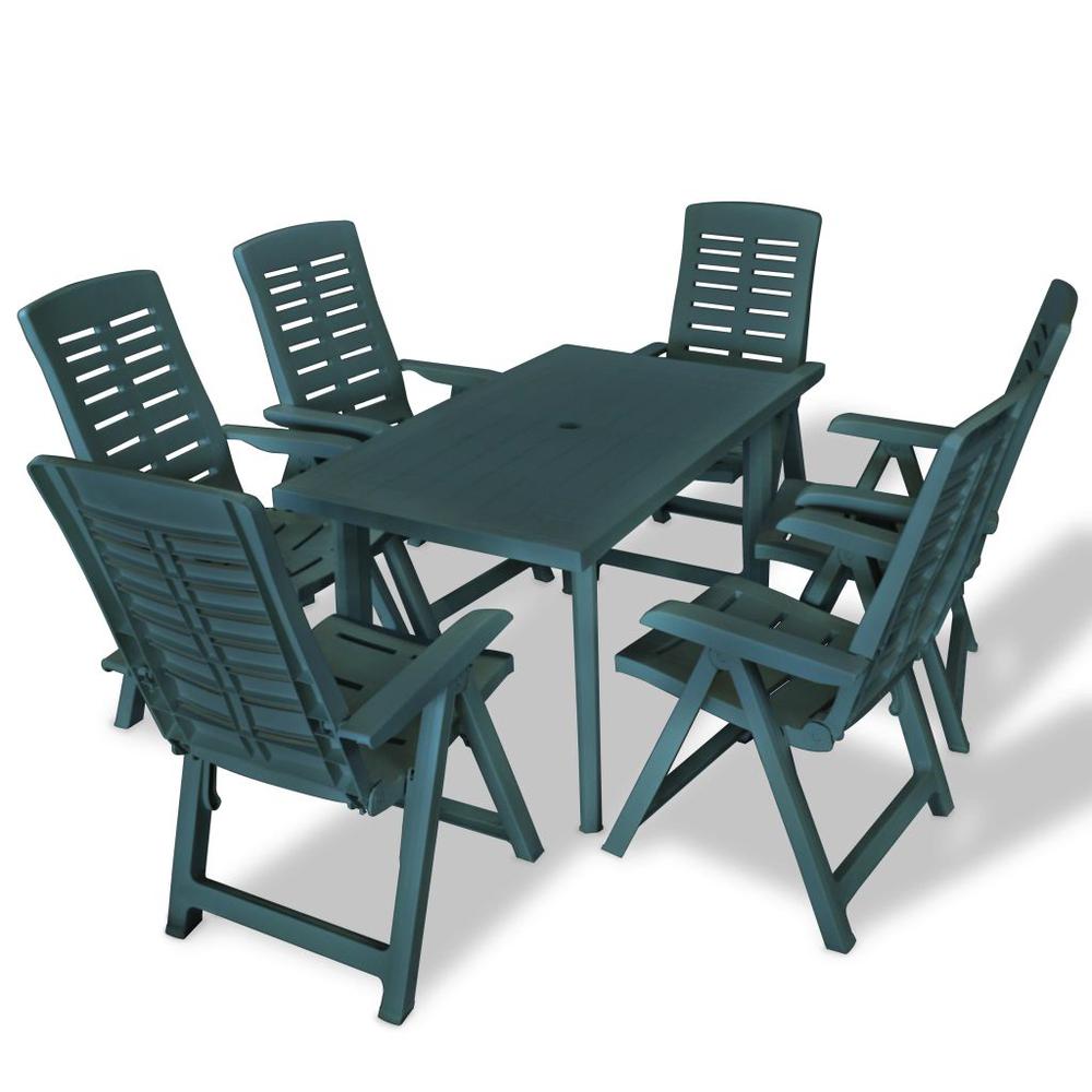 vidaXL 7 Piece Outdoor Dining Set Plastic Green, 275080