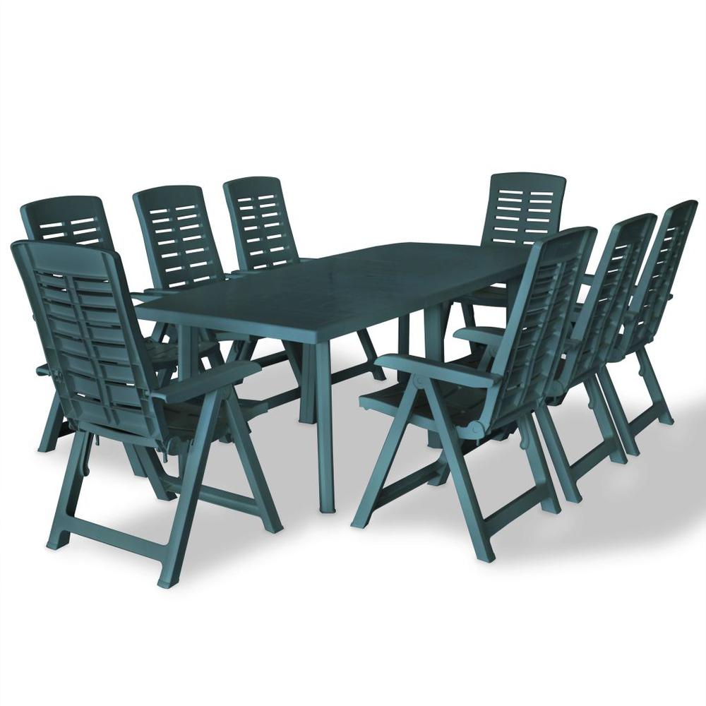 vidaXL 9 Piece Outdoor Dining Set Plastic Green, 275081