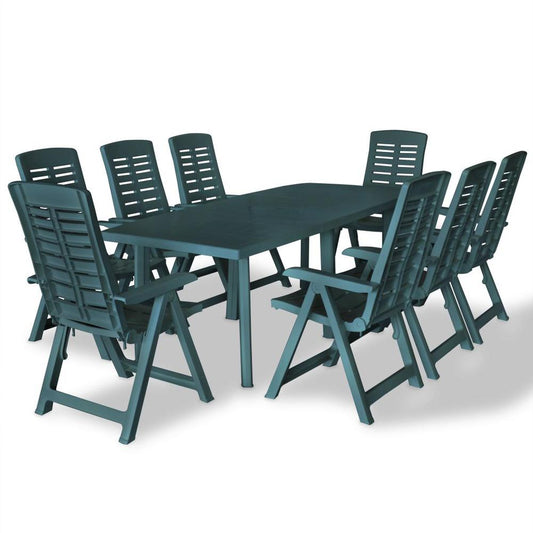 vidaXL 9 Piece Outdoor Dining Set Plastic Green, 275081