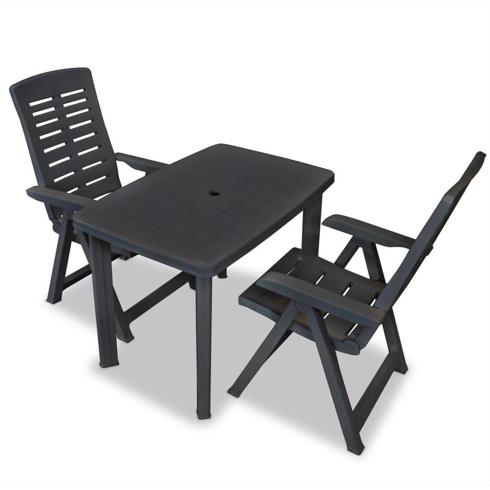 vidaXL 3 Piece Bistro Set Plastic Anthracite, 275083