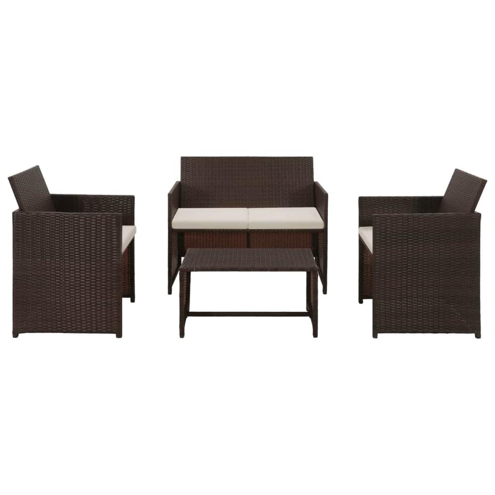 vidaXL 4 Piece Garden Lounge with Cushions Set Poly Rattan Brown, 43908