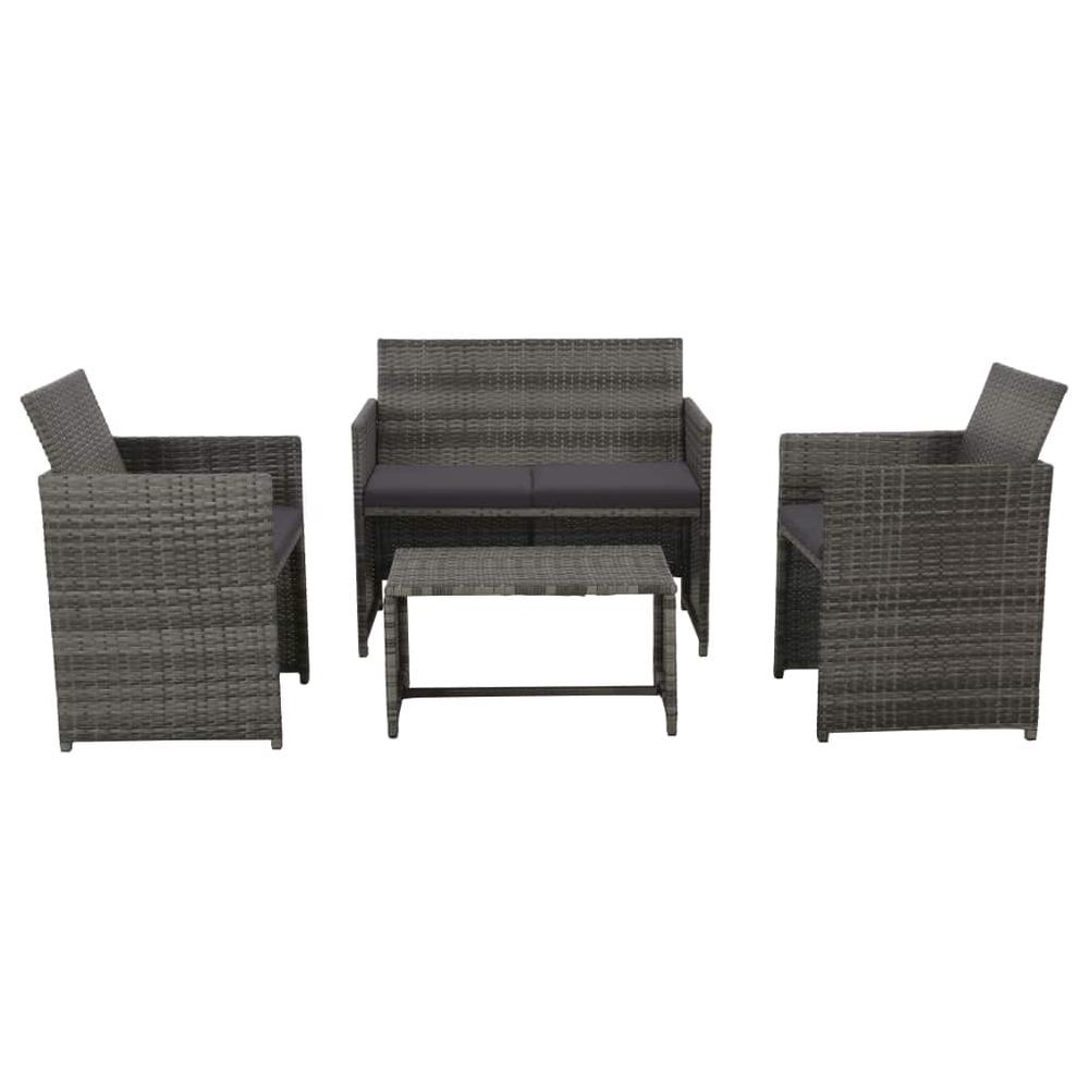 vidaXL 4 Piece Garden Lounge with Cushions Set Poly Rattan Gray, 43909