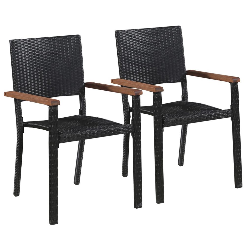 vidaXL Outdoor Chairs 2 pcs Poly Rattan Black, 43937