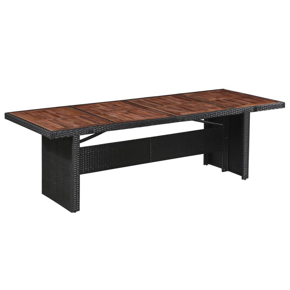 vidaXL Garden Table 94.5"x35.4"x29.1" Poly Rattan and Solid Acacia Wood, 43940