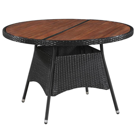 vidaXL Garden Table 45.3"x29.1" Poly Rattan and Solid Acacia Wood, 43949