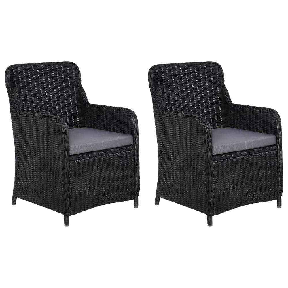 vidaXL Outdoor Chairs with Cushions 2 pcs Poly Rattan Black, 44146