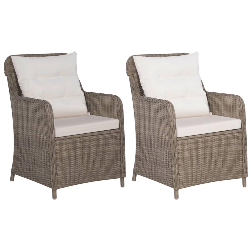 vidaXL Outdoor Chairs with Cushions 2 pcs Poly Rattan Brown, 44148