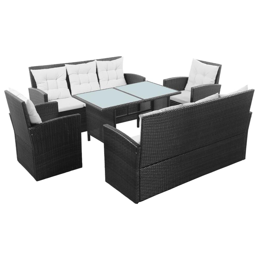 vidaXL 5 Piece Garden Lounge Set with Cushions Poly Rattan Black, 43972