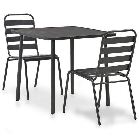 vidaXL 3 Piece Bistro Set Steel Dark Gray , 44261