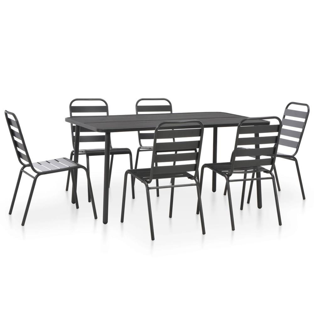 vidaXL 7 Piece Outdoor Dining Set Steel Dark Gray, 44263