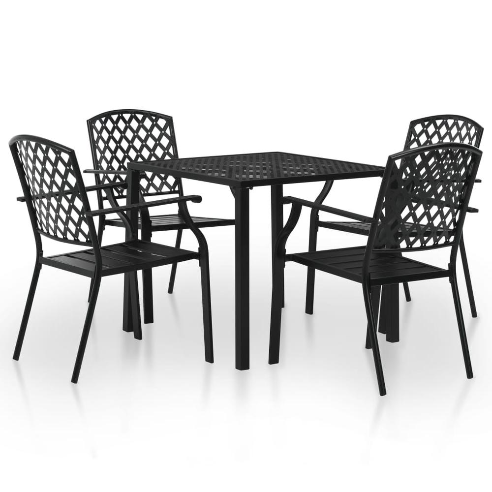 vidaXL 5 Piece Outdoor Dining Set Steel Black, 44270