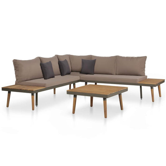 vidaXL 4 Piece Garden Lounge Set with Cushions Solid Acacia Wood Brown, 44240