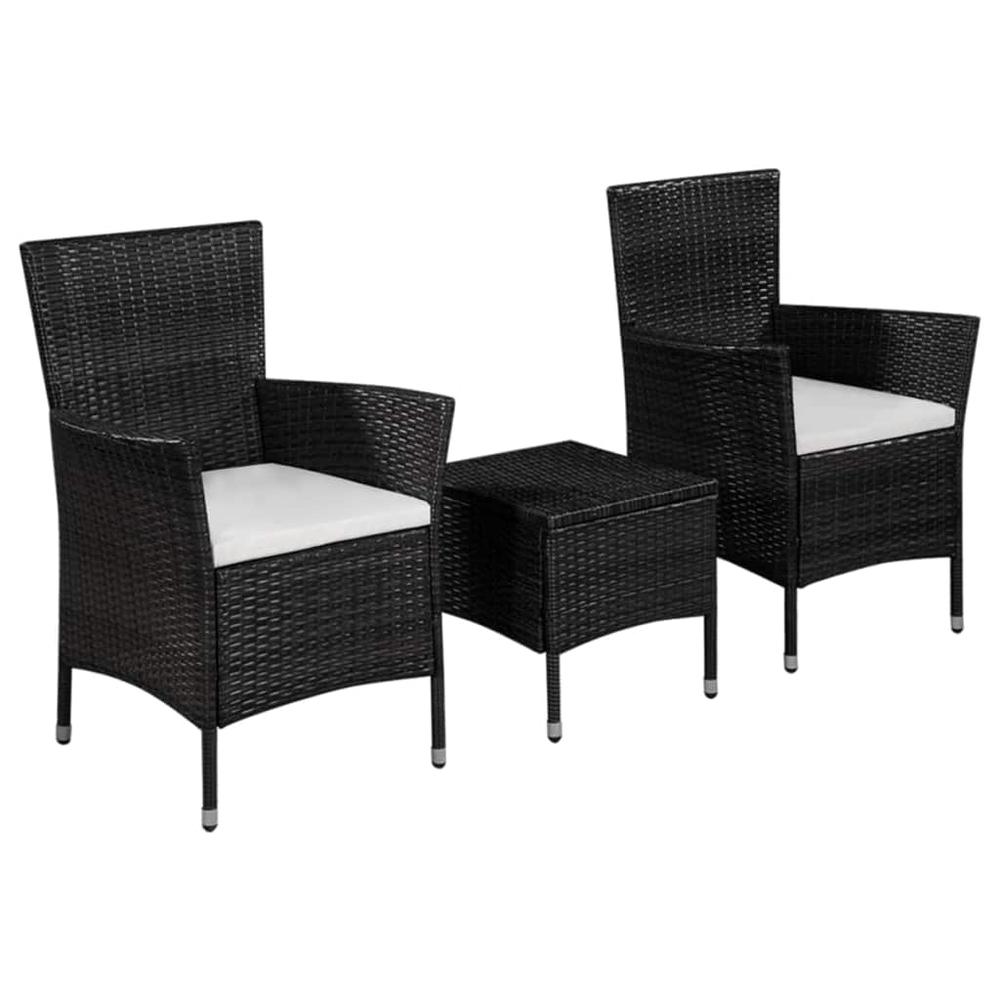 vidaXL 3 Piece Bistro Set Poly Rattan Black, 44094