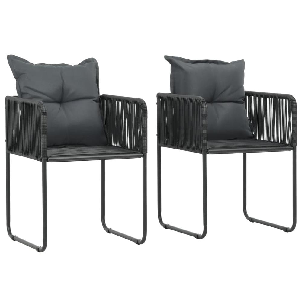 vidaXL Outdoor Chairs 2 pcs with Pillows Poly Rattan Black, 44438