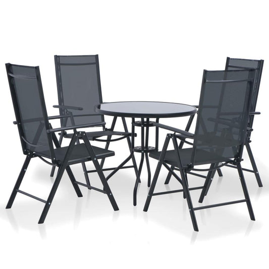 vidaXL 5 Piece Outdoor Dining Set Aluminium and Textilene Black, 44447