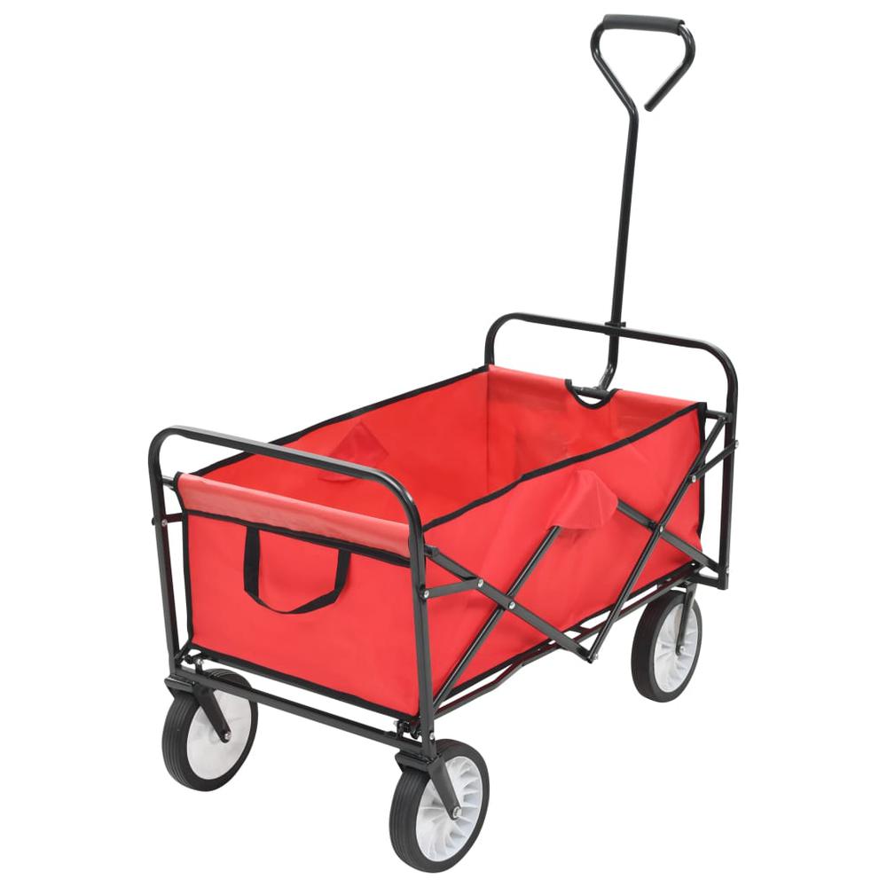 vidaXL Folding Hand Trolley Steel Red, 143778