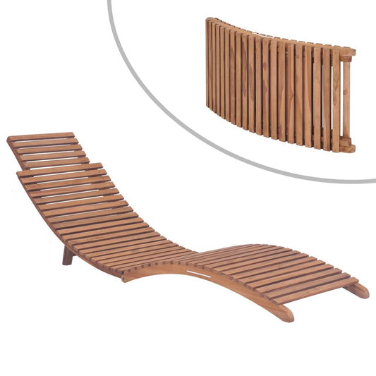 vidaXL Folding Sun Lounger Solid Teak Wood, 44666