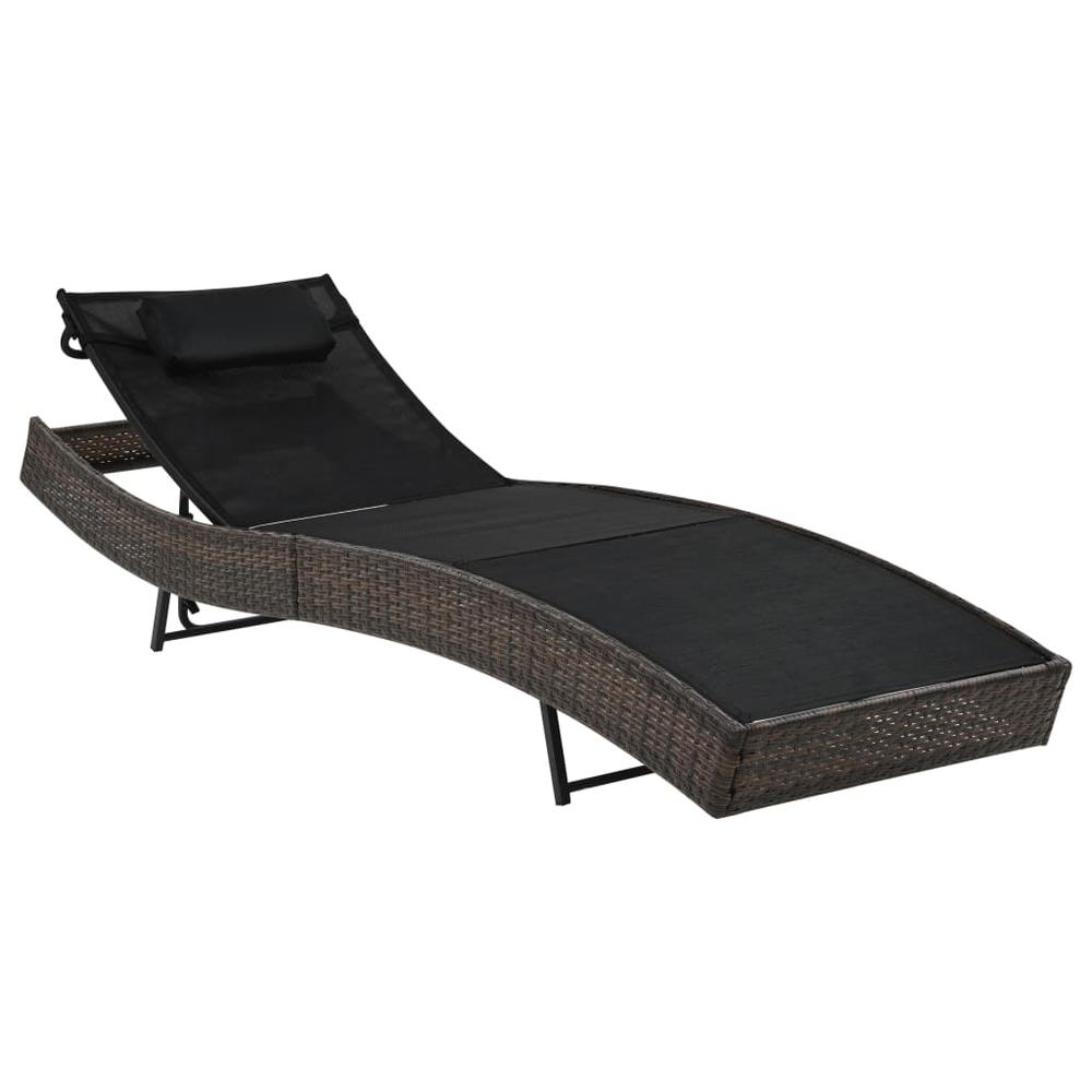 vidaXL Sun Lounger with Pillow Poly Rattan Brown, 44716